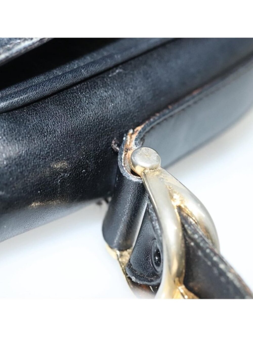 Authentic CELINE Shoulder Bag Leather Navy Gold - Picture 9 of 16